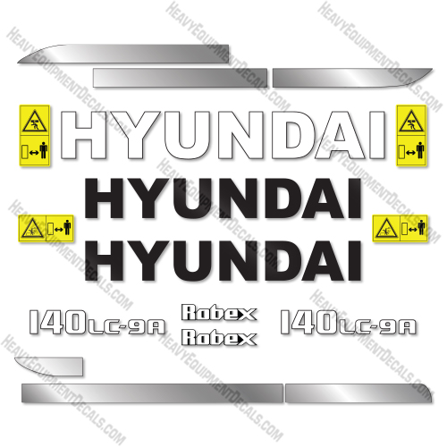 Hyundai 140LC-9A Decal Kit Excavator - Aftermarket Kit 