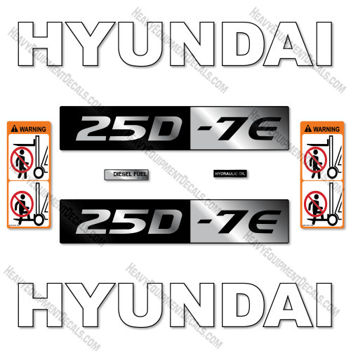 Hyundai 25D-7E Decal Kit Forklift - Aftermarket Kit 