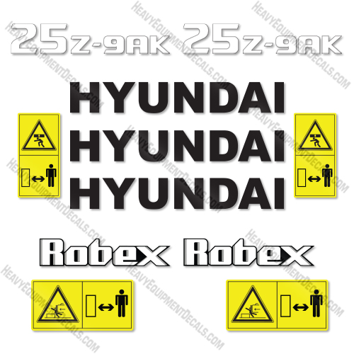 Hyundai 25Z-9AK Decal Kit Excavator - Aftermarket Kit 