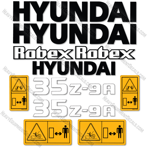 Hyundai 35Z-9A Decal Kit Excavator - Aftermarket Kit 