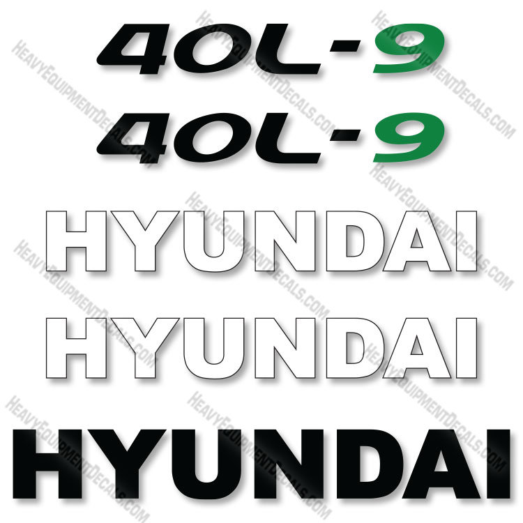 Hyundai 40L-9 Decal Kit Forklift - Aftermarket Kit 40, 40l, 40l-7, 40l-7a, 7, 7a, decal kit