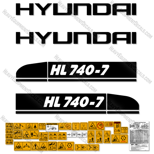 Hyundai HL740-7 Decal Kit Wheel Loader - Aftermarket Kit decal kit