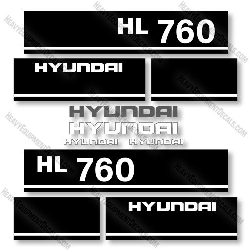 Hyundai HL760 Decal Kit Wheel Loader - Aftermarket Kit  
