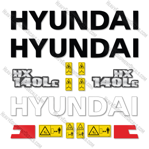Hyundai HX140LC Decal Kit Crawler Excavator- Aftermarket Kit 