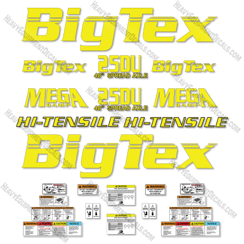 Fits BigTex 25DU Decal Kit Trailer  big, big tex, bigtex, decal kit, tex
