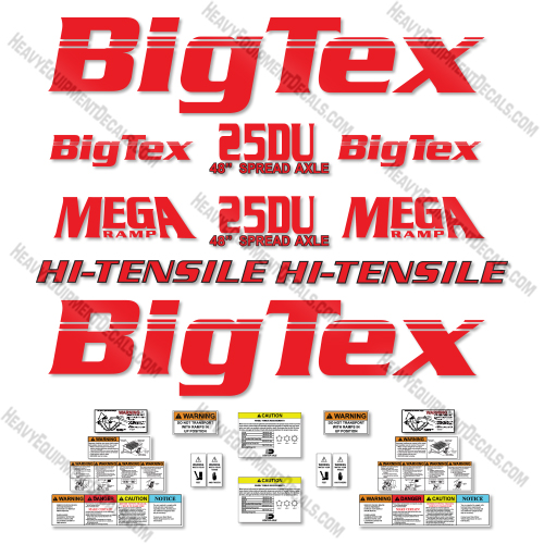 Fits BigTex 25DU Decal Kit Trailer -RED!  big, big tex, bigtex, decal kit, tex