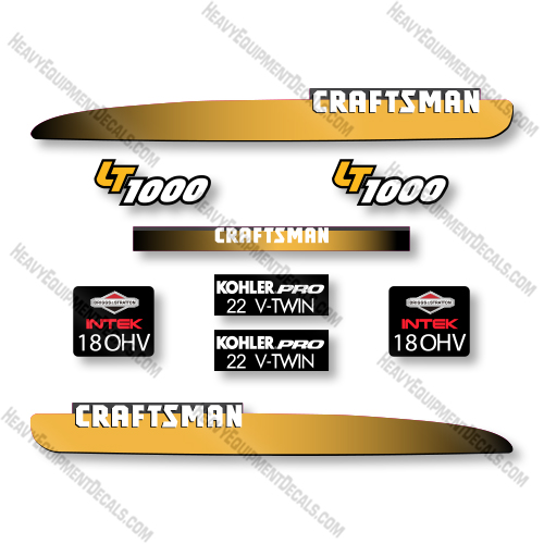 Craftsman LT1000 Decal Kit Tractor - Yellow - Aftermarket Kit decal kit, craftsman, yellow, decals