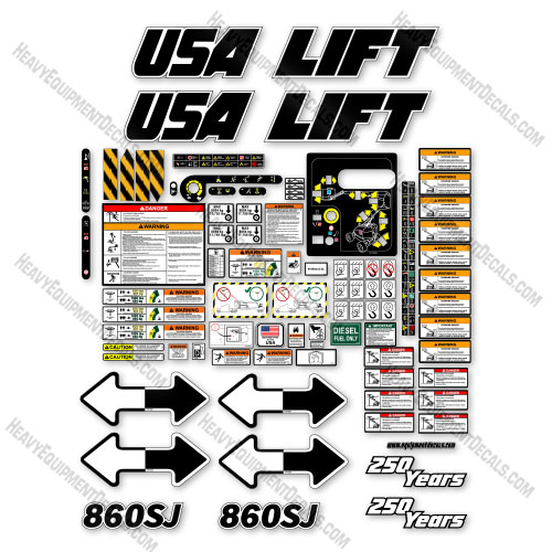 Custom USA Upgrade Fits JLG 860SJ Decal Kit Boom Lift - Aftermarket Kit 860, 860-sj, 860sj, decal kit, power,