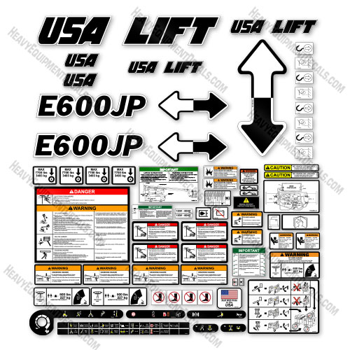 Custom USA Upgrade Fits JLG E600JP Decal Kit Electric Boom Lift - Aftermarket Kit 600, 600jp, decal kit, e600, e600jp
