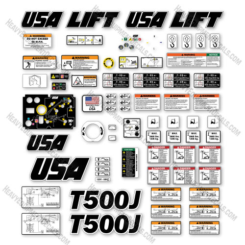 Custom USA Upgrade Fits JLG T500J Decal Kit Towable Boom Lift - Aftermarket Kit 500, t500, t500j