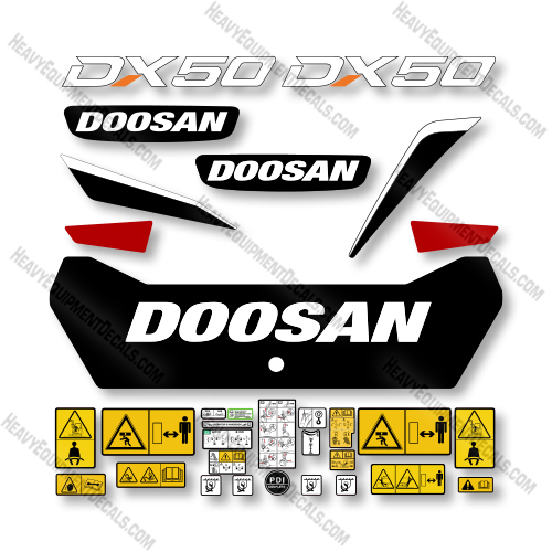 Doosan DX50 Decal Kit Mini Excavator -  Aftermarket Kit decal kit, decals ,doosan, pallet jack