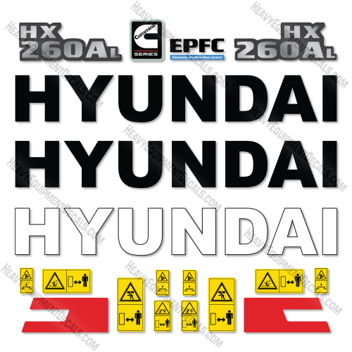 Fits Hyundai HX260AL Decal Kit Excavator  