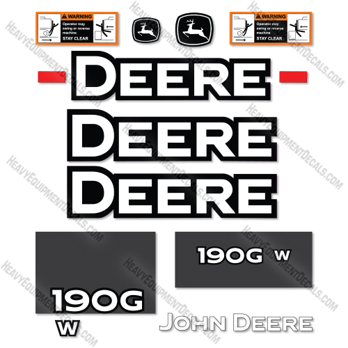 Fits John Deere 190GW Decal Kit Excavator  decal kit, deere, john deere