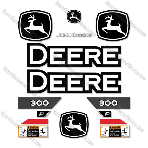 John Deere 300P  Decal Kit Excavator- Aftermarket Kit     decal kit, deere, john deere