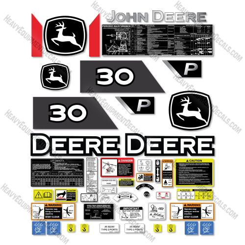 John Deere 30P Decal Kit Mini Excavator - Aftermarket Kit  decal kit, deere, john deere