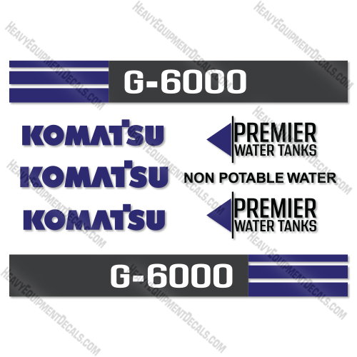Fits Komatsu G6000 Decal Kit Water Tank 