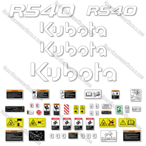 Fits Kubota R540 New Style Decal Kit Wheel Loader Kubota, decal kit, 
