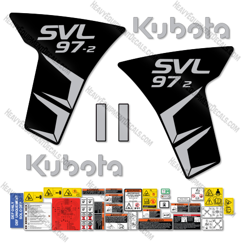 Fits Kubota SVL 97-2 Decal Kit Track Loader - CUSTOM BLACK GREY!  97, 97-2, decal kit, Kubota,  svl97, svl97-2