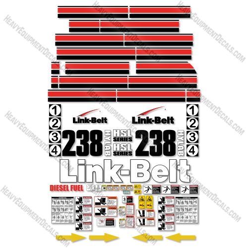 Fits Link-Belt 238 HSL HYLAB Decal Kit Crane 160, 160x, 160x2, belt, decal kit, link, link-belt, linkbelt, linkbeltlink belt, x2