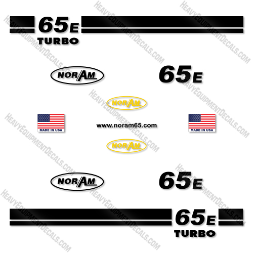 Fits NorAm 65E Decal Kit Motor Grader - Black Version! 65e, decal kit, NorAm