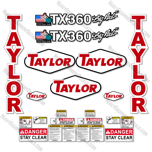Fits Taylor TX360 Decal Kit Forklift  big, bigred, red, tx, tx 360