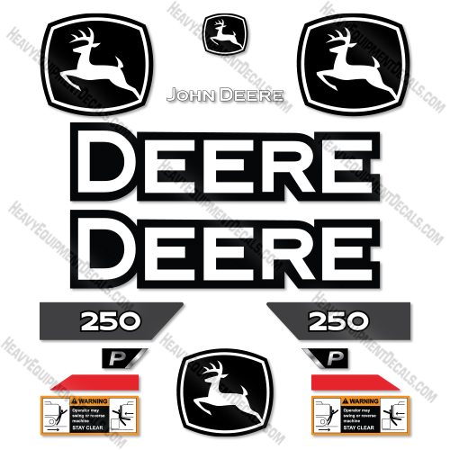John Deere 250P  Decal Kit Excavator- Aftermarket Kit    decal kit, deere, john deere