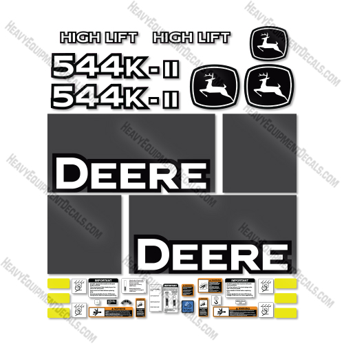 John Deere 544K-2 High Lift Decal Kit Wheel Loader - Aftermarket Kit 544, decal kit, john deere