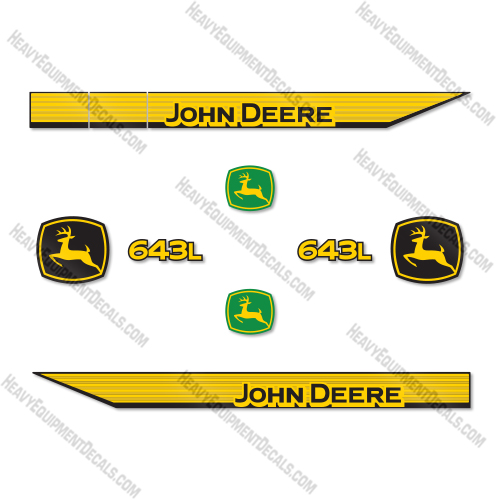 John Deere 643L Decal Kit Feller Buncher- Aftermarket Kit   decal kit, deere, john deere