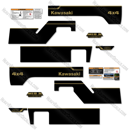 Kawasaki Mule Diesel 4X4 PRO DXT Decal Kit UTV -Custom Black Gold- Aftermarket Kit  