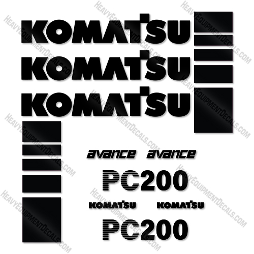 Komatsu PC200 6 Decal Kit Excavator - Aftermarket Kit  decal kit, decals, komatsu 