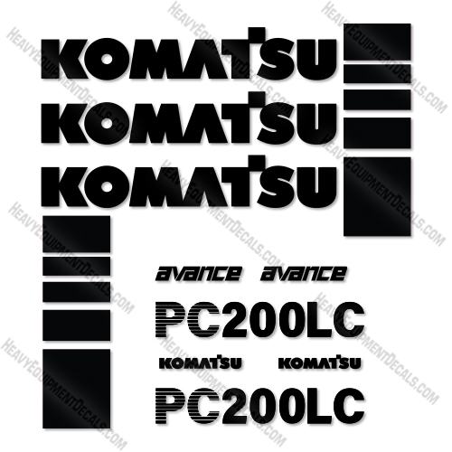 Komatsu PC200LC 6 Decal Kit Excavator - Aftermarket Kit   decal kit, decals, komatsu 