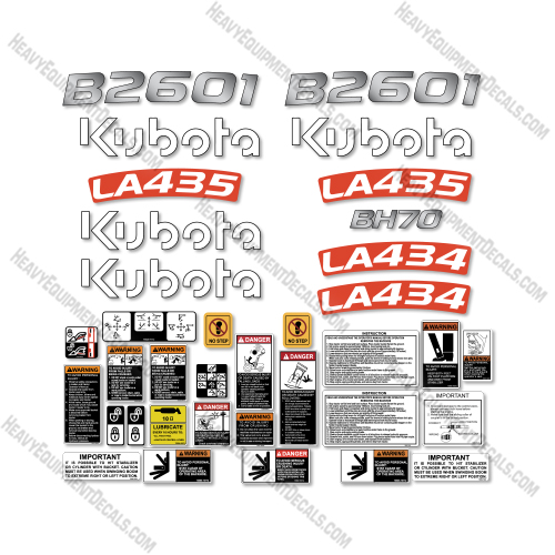Kubota B2601 Decal Kit Compact Utility Tractor - Aftermarket Kit Kubota,decals , decal kit