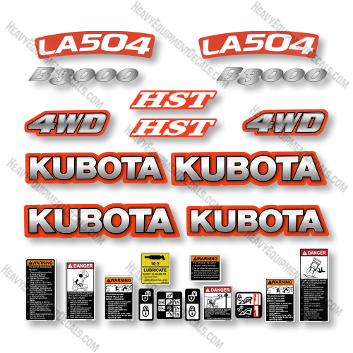 Kubota B3000 +LA504 Decal Kit Tractor -  Aftermarket Kit Kubota,decals