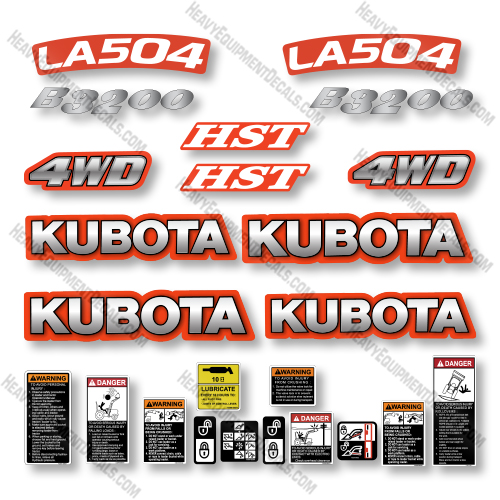Kubota B3200 + LA504 Decal Kit Loader -  Aftermarket Kit Kubota,decals