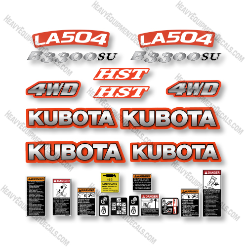 Kubota B3300SU + LA504 Decal Kit Tractor -  Aftermarket Kit Kubota,decals
