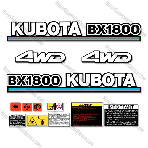 Kubota BX1800 Decal Kit Tractor  - Aftermarket Kit  