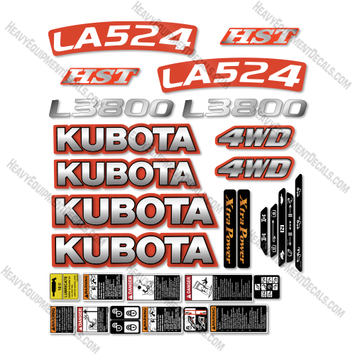 Kubota L3800+LA524 Decal Kit Tractor - Aftermarket Kit Kubota,decals