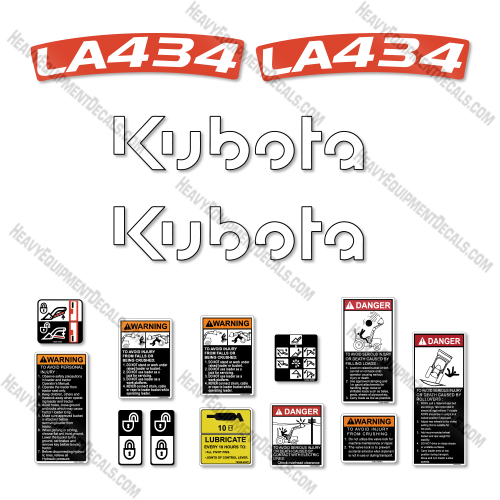 Kubota LA434 Decal Kit Front End Loader - New Style - Aftermarket Kit  Kubota,decals , decal kit