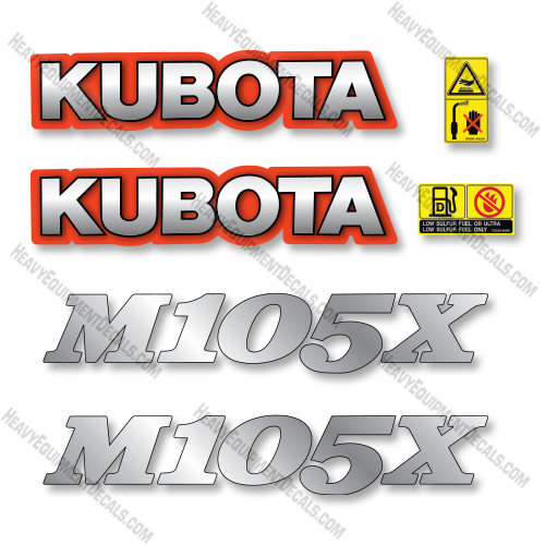 Kubota M105X Decal Kit Tractor - Aftermarket Kit Kubota,decals