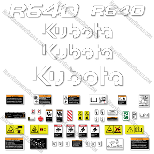 Fits Kubota R640 New Style Decal Kit Wheel Loader  Kubota, decal kit, 