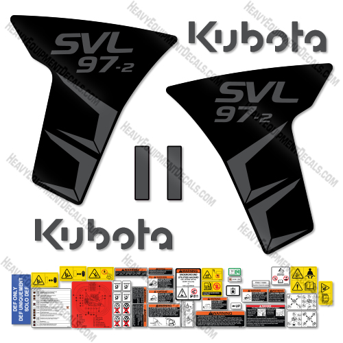 Fits Kubota SVL 97-2 Decal Kit Track Loader - CUSTOM BLACK DARK GREY! 97, 97-2, decal kit, Kubota,  svl97, svl97-2