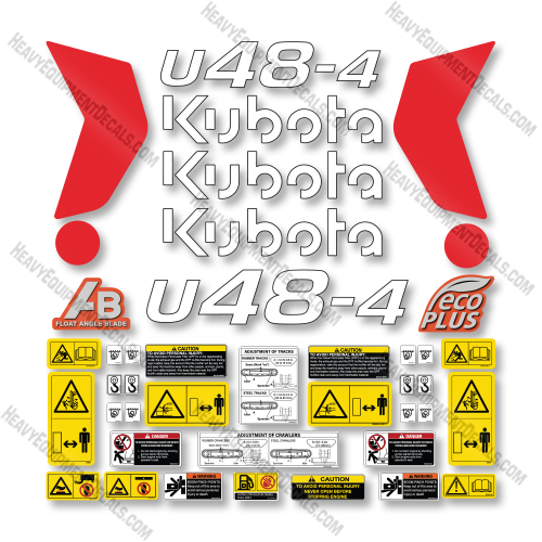 Kubota U48-4 Decal Kit Excavator -  Aftermarket Kit Kubota,decals
