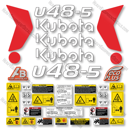 Kubota U48-5 Decal Kit Excavator -  Aftermarket Kit Kubota,decals