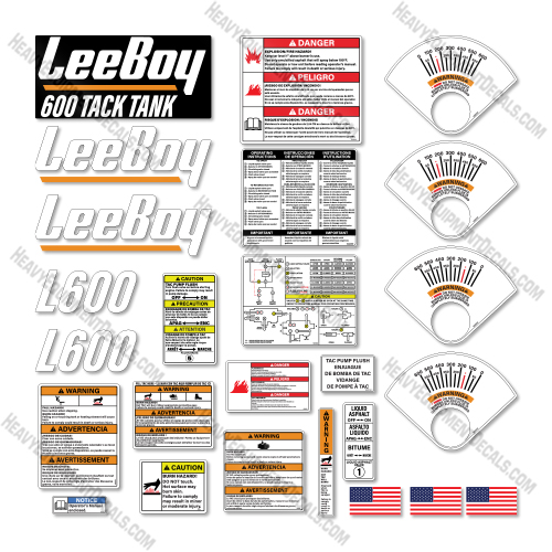 LeeBoy 600 Decal Kit Asphalt Tack Distributor - Aftermarket Kit decals, decal kit, 600