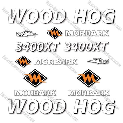 Mobark 3400XT Decal Kit Horizontal Grinder - Aftermarket Kit decals,  decal kit