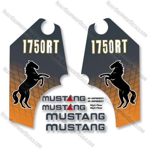 Mustang 1750RT Decal Kit Skid Steer - Grey & Orange- Aftermarket Kit 1750, 1750 rt, 1750rt, decal kit