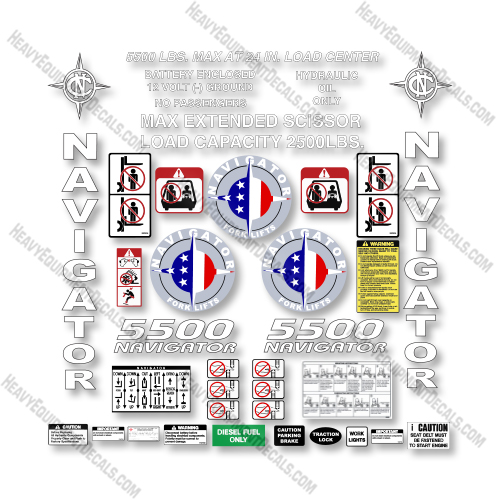 Navigator RT-5500 Piggy Back Forklift Decal Kit - Aftermarket Kit  5500, decal kit, rt-5500, rt5500