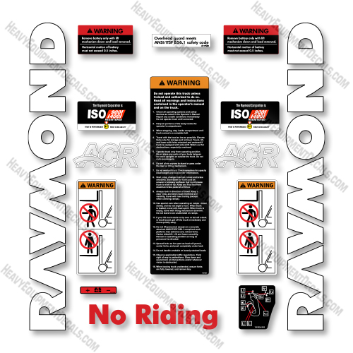 Raymond Side Facing Reach 7500-R45TT--750-R45TT Decal Kit Forklift - Aftermarket Kit   decals, decal kit, raymond 