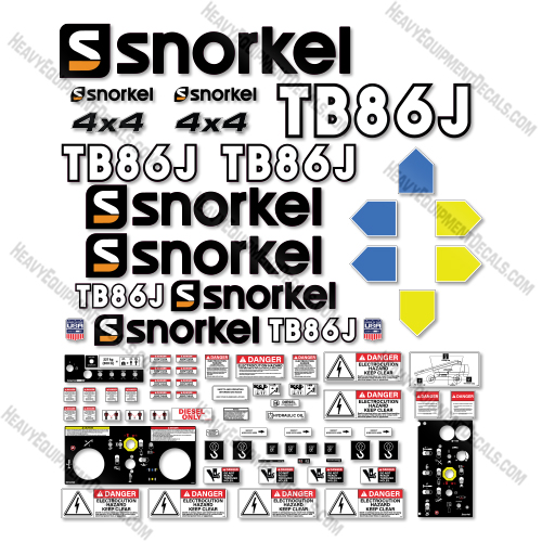  Snorkel TB86J Full Decal Kit Boom Lift - Aftermarket Kit    snorkel, tdecals, decal kit