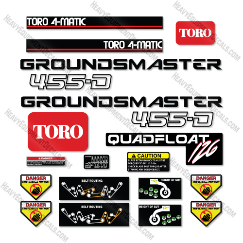 Toro 455D Groundsmaster Decal Kit Mower- Aftermarket Kit decal kit toro